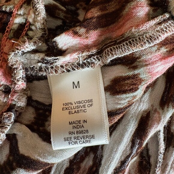 Haute Hippie Tribe Wide Leg Pants Womens Sz Medium Aztec Pink Brown Lightweight - Picture 5 of 10